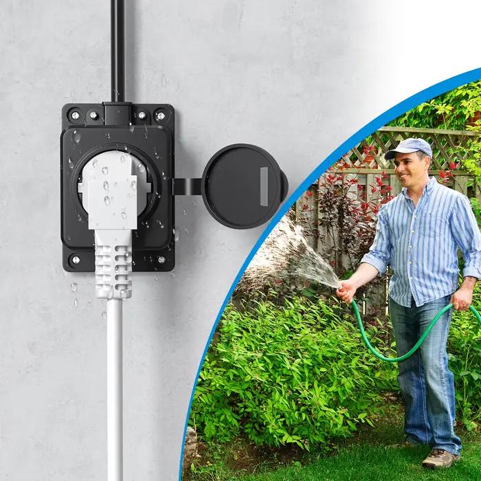 Prise de courant étanche extérieure IP54 pour jardins et espaces humides sans fil résidentielle avec couvercle de pluie pour usage général