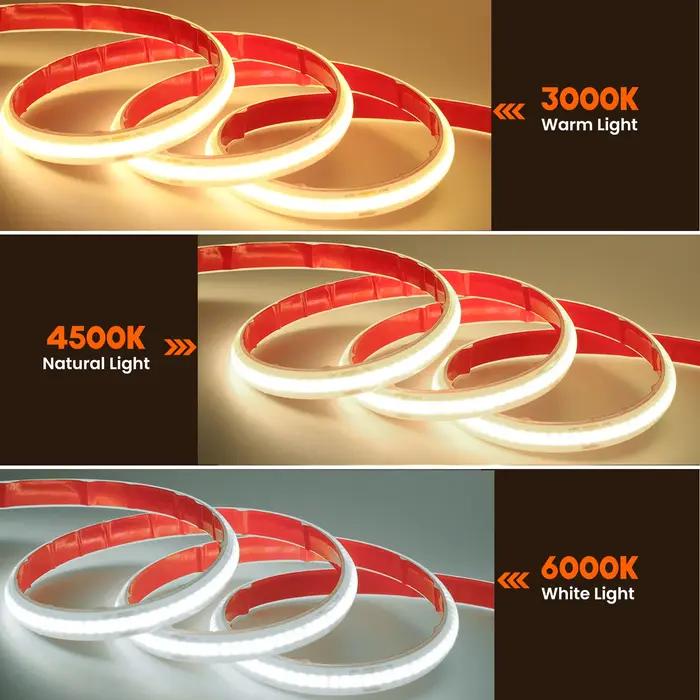 Bande lumineuse LED COB étanche IP68, 12V 24V, 320 diodes/m, haute luminosité, RA90, Flexible, pour