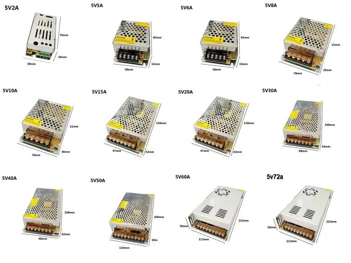 Vusum commutation alimentation Led 5V transformateur d'alimentation 110V 220V AC à DC 5V 2A 6A 10A 2