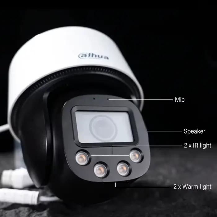 Dahua 4MP caméra PTZ couleur suivi automatique intelligent lumière chaude et son