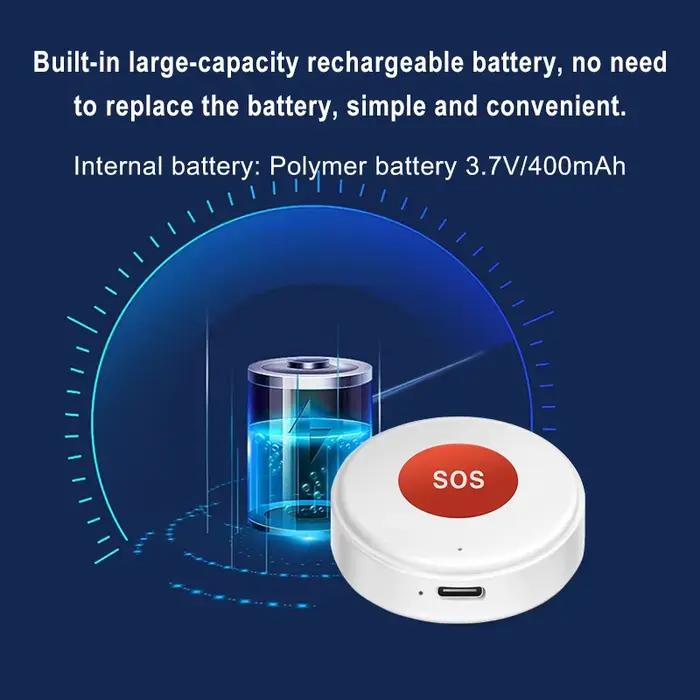 Tuya WiFi SOS bouton d'appel de panique application Smart Life batterie Rechargeable alarme à une touche pour Patient enfants personnes âgées homme corde suspendue