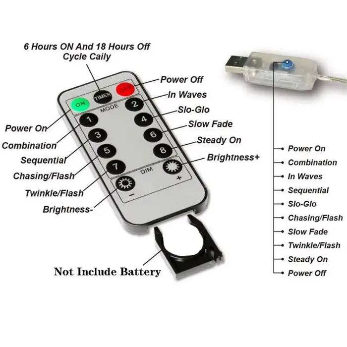 Guirlande LED Lumineuse pour Fêtes Décoration de Noël Rideau de Mariage à Télécommande 8 Modes Guirlande Lumineuse USB Chambre Maison Occasions Spéciales
