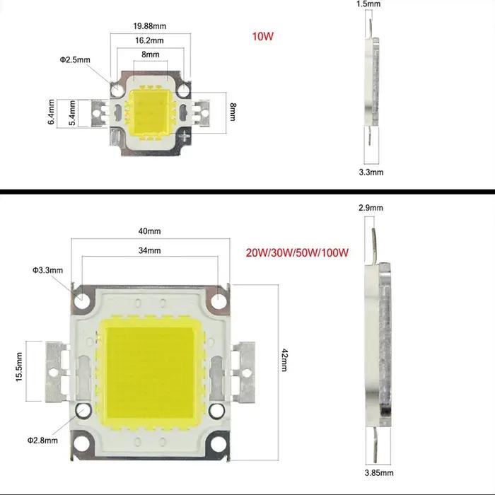 10W 20W 30W 50W 100W haute puissance lumière LED COB puces pour projecteur lampe projecteur LED blan