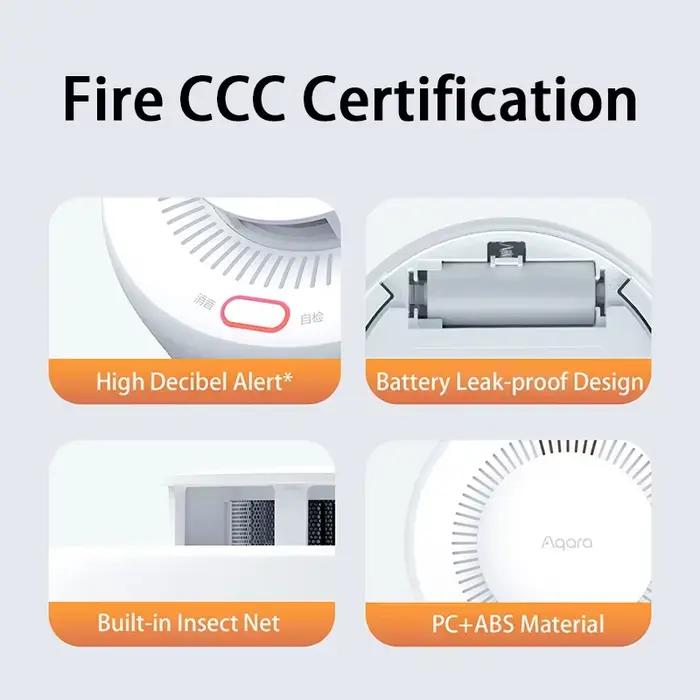 Détecteur de fumée Aqara Zigbee 3.0 avec alerte sonore pour sécurité maison intelligente fonctionnant avec Mi Home Homekit occaions spéciales