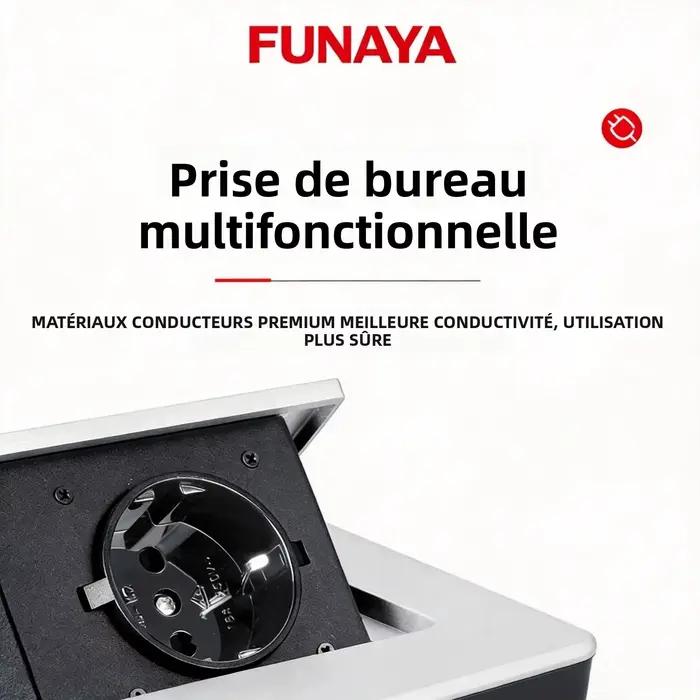 Prise escamotable FUNAYA intégrée pour meubles et comptoirs