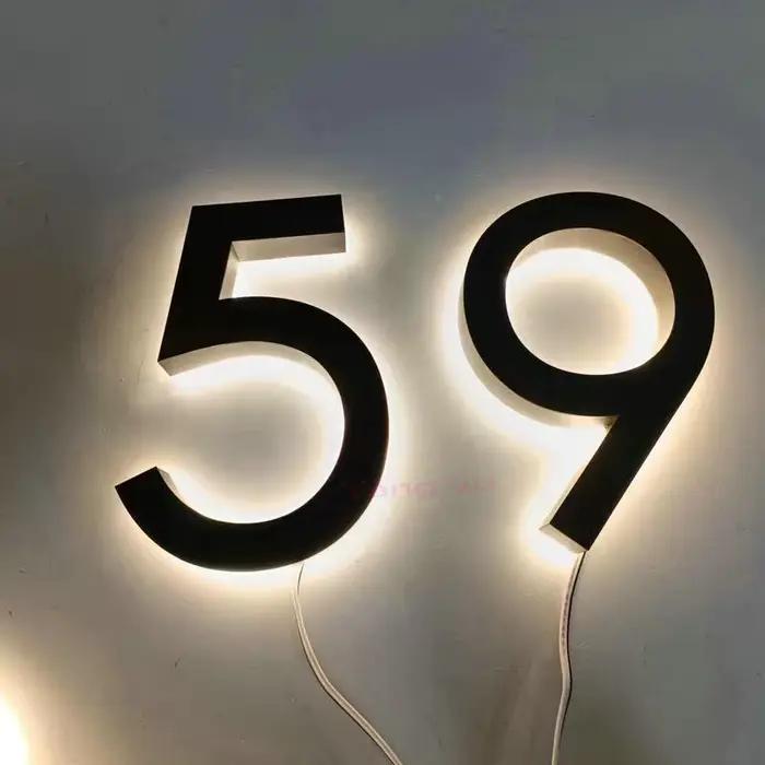 Plaque de porte en acier inoxydable éclairée par LED