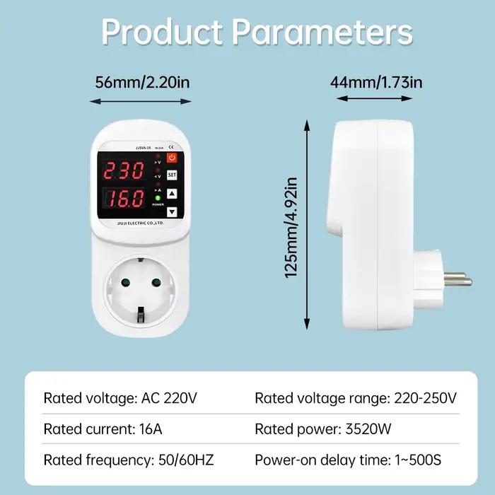 Affichage LED prise AC220V 16A avec Protection de courant de tension