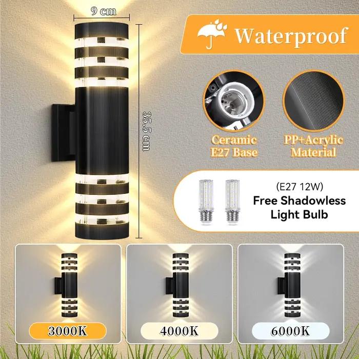 Mur LED lampe E27 ampoule douille étanche lumière décorative intérieure extérieure mur LED lumières haut vers le bas éclairage chambre porte Patio