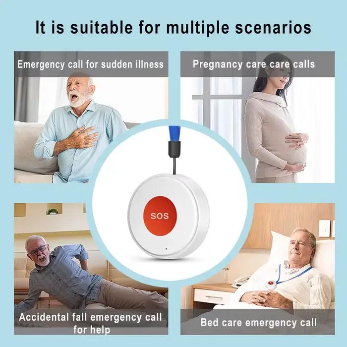 Tuya WiFi SOS bouton d'appel de panique application Smart Life batterie Rechargeable alarme à une touche pour Patient enfants personnes âgées homme corde suspendue