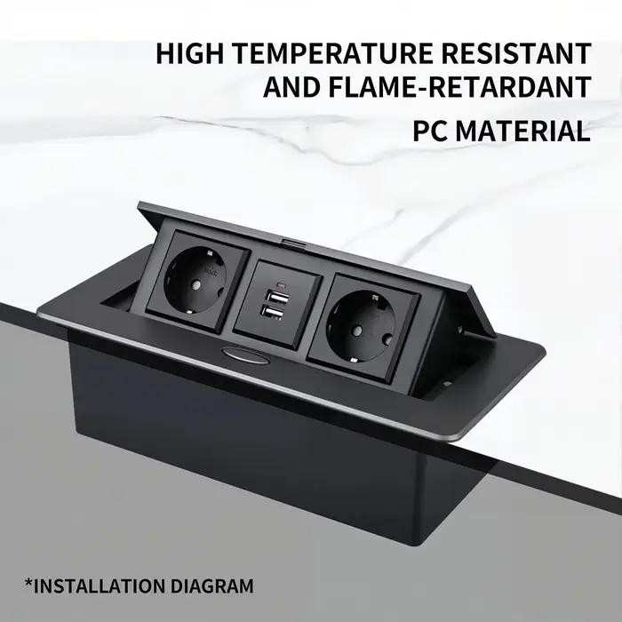 Prise pop-up multifonctionnelle à hauteur lente avec USB/HDMI-prise de bureau de conférence intégrée en alliage d'aluminium