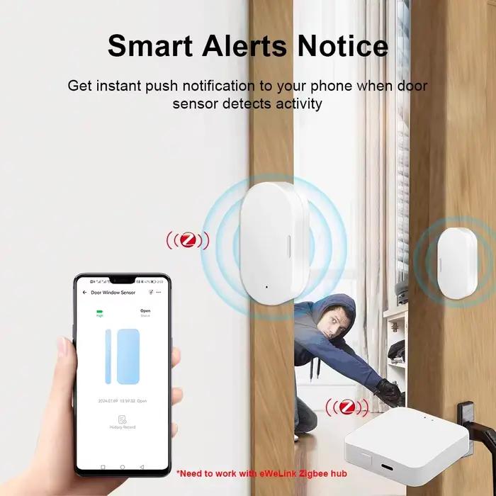 Capteur d'alarme d'ouverture/fermeture de porte Zigbee