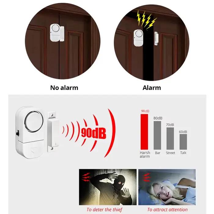 1pc porte capteur magnétique fenêtre alarme 90db sécurité sans fil maison