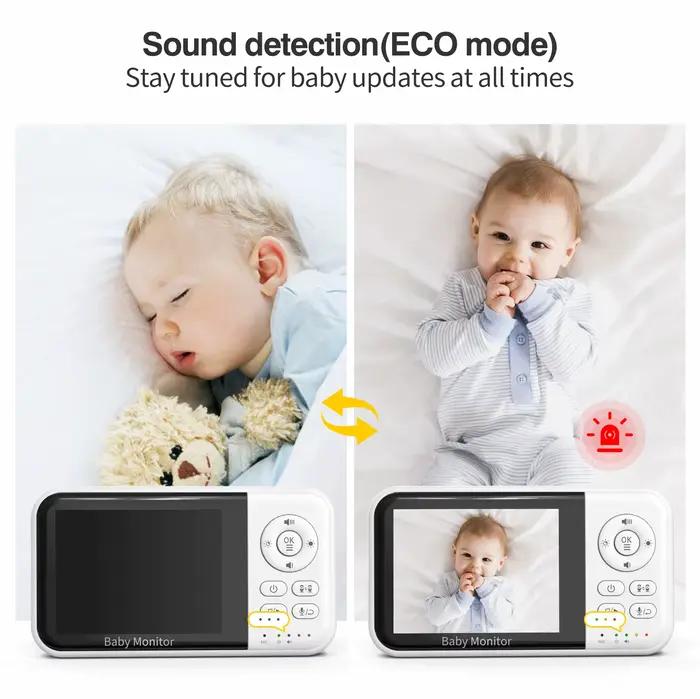 Babyphone avec caméra haute résolution et vision nocturne infrarouge, écran couleur 3,2 pouces, surveillance de l'humidité, rappel d'alimentation, berceuses intégrées pour sécurité et tranquillité d'esprit des parents