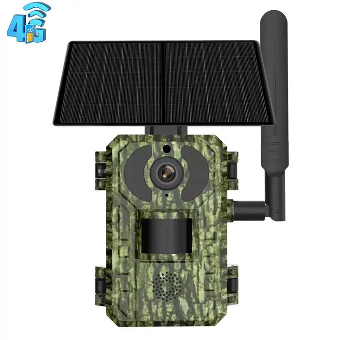 Caméra de chasse solaire 4G cellulaire 2K avec détection de mouvement PIR, vision nocturne extérieur