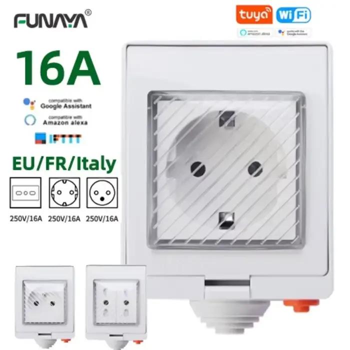 Tuya WIFI prise intelligente extérieure EU FR Itlay 16A 4000W IP55