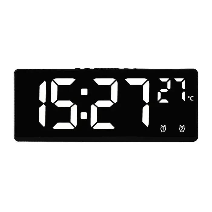 Commande vocale réveil numérique température double alarme Snooze horloge de Table de bureau Mode nuit 12/24H