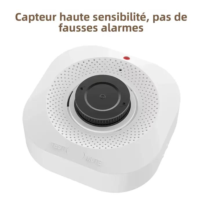 Détecteur de fumée intelligent autonome avec alarme sonore et lumineuse pour la maison