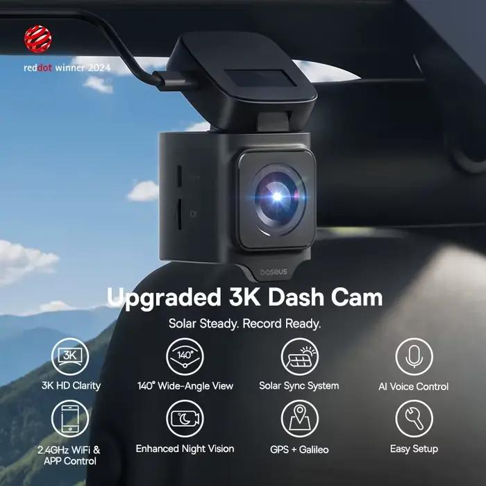 Baseus 3K Dash Cam VD1 caméra avant et arrière HD GPS intégré Galileo supercondensateur voiture DVR