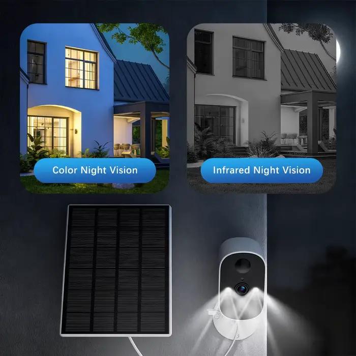 Caméra de sécurité solaire sans fil 3MP pour extérieur, vision nocturne couleur, détection humaine, surveillance maison et boutique occasionnels