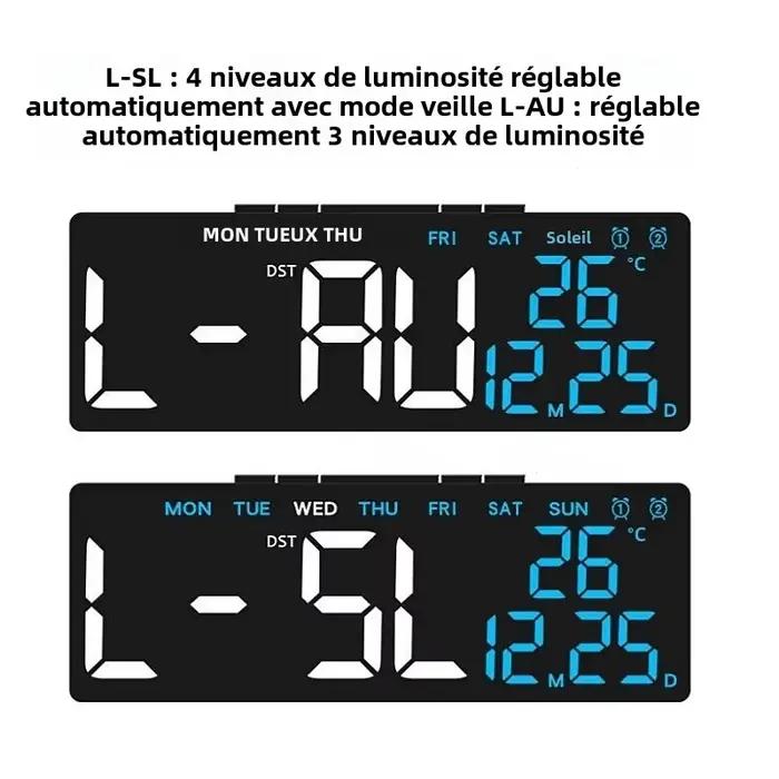 Réveil numérique alimenté par USB avec double alarme, affichage de la date, température et compte à rebours pour un réveil parfait et une décoration moderne de votre intérieur