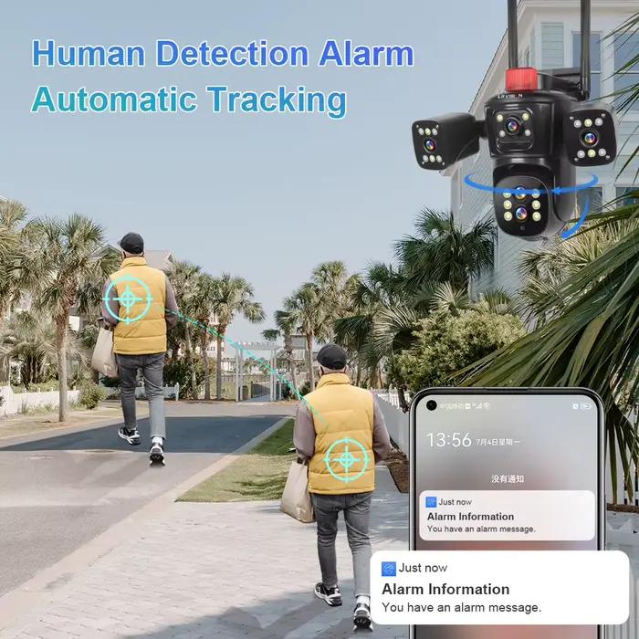 LS VISION 20MP Wifi Caméra de Surveillance 10X Zoom 4 * Écrans En Plein Air Sans Fil Caméras de Sécurité 10k Détection Humaine Suivi Automatique