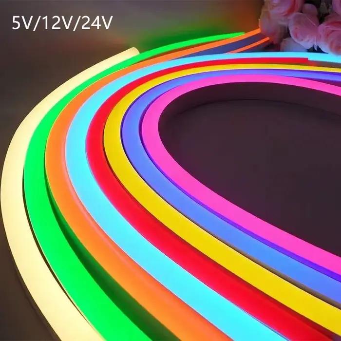 5V 12V 24V Led néon bande lumineuse 6mm corde étroite Flex bande silicone Tube Bar étanche bricolage