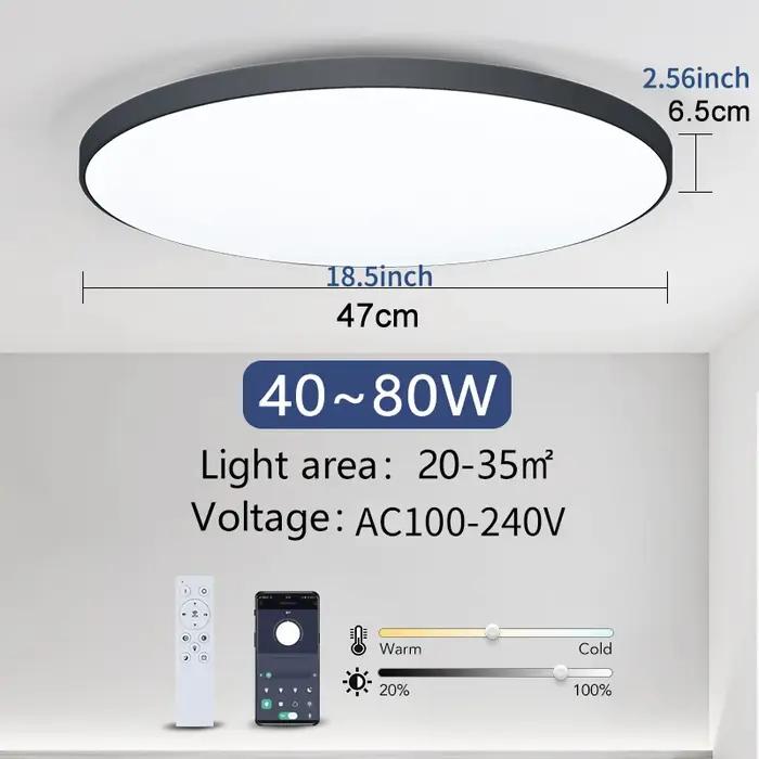 MARPOU plafonnier intelligent lampe à LED pour chambre grandes plafonniers lumières LED avec télécommande