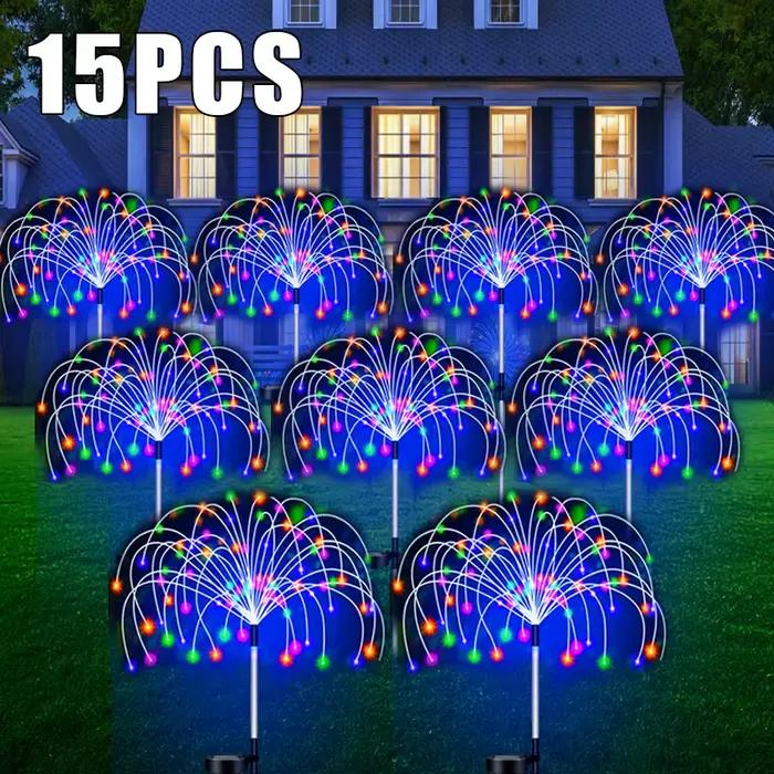 Solaire LED voie lumières extérieur étanche jardin décor feu d'artifice fée solaire pelouse lampe po