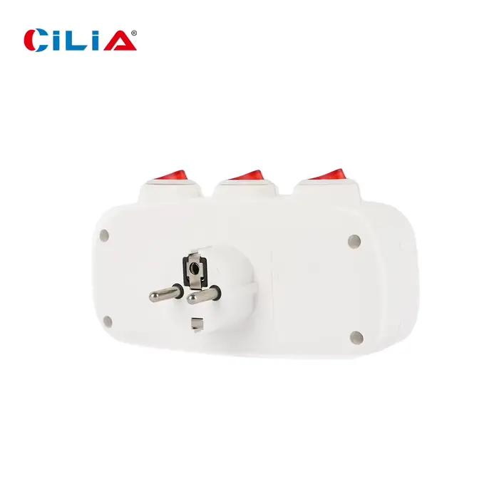 Prise murale CILIA avec 3 commutateurs individuels pour usage résidentiel sécurité et commodité maison moderne technologie électrique