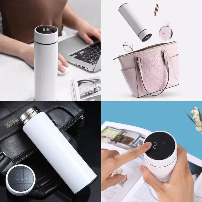 Tasse Thermos à affichage de la température de 500ML, bouteille Thermos divisée en acier inoxydable,