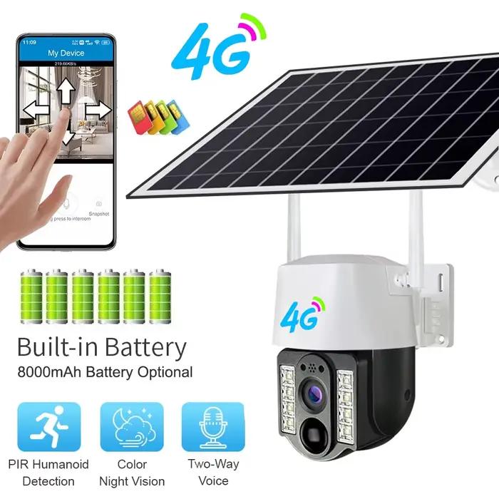 Caméra solaire 4G Sim extérieure sans fil IP Camara batterie à faible puissance détection de mouvement PIR étanche CCTV Protection de sécurité à domicile