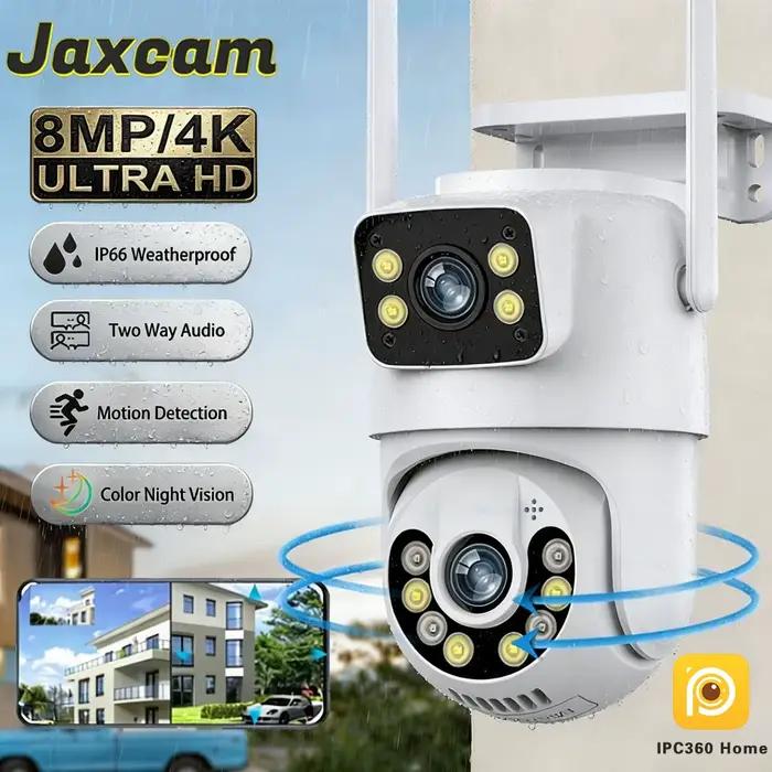Caméra IP de sécurité extérieure IPC360 Home 4K 8MP HD à double objectif, caméra PTZ Wi-Fi externe a
