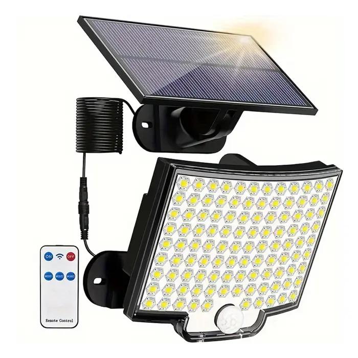 106LED lumières extérieures solaires capteur de mouvement à distance mur projecteur sécurité étanche Patio jardin Garage clôture voie éclairage