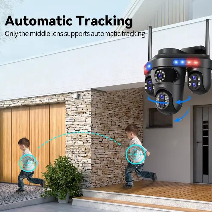 DIFANG 35MP WiFi caméra IP 4 écrans 7 lentilles 10X Zoom extérieur sans fil PTZ