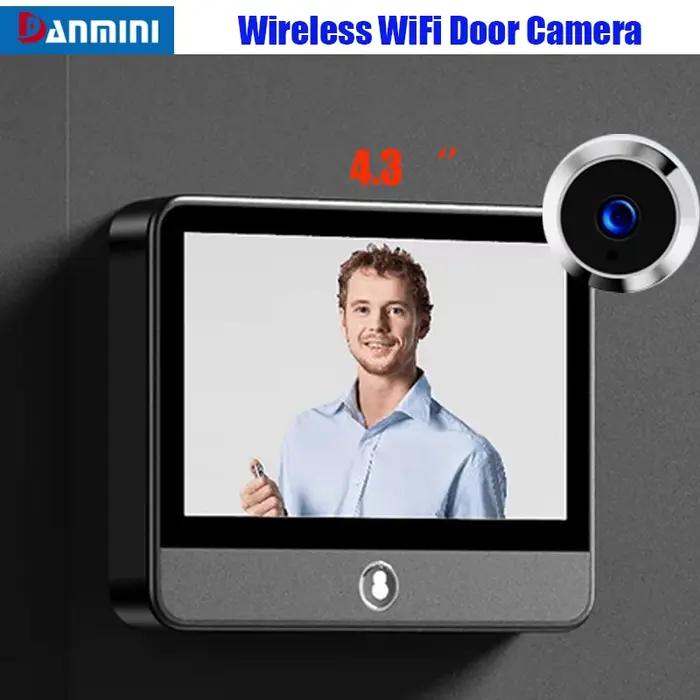 Caméra de porte numérique WiFi 4.3 pouces avec détection humaine et vision nocturne infrarouge pour sécurité résidentielle et surveillance à distance