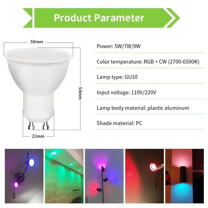 Ampoule Led GU10 Wifi Tuya Smart Life Ampoule de Projecteur 925 Lumens Connectée à Alexa Google Smart Home Salon Occasions Spéciales