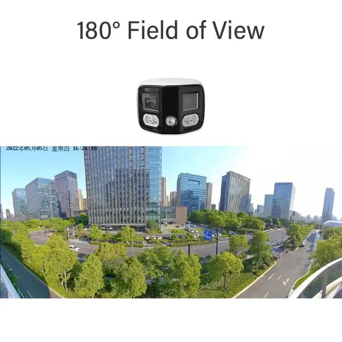 Caméra Dahua 4K double objectif avec détection intelligente pour surveillance intérieure et extérieure résistante aux intempéries avec alarme sonore et lumières d'avertissement