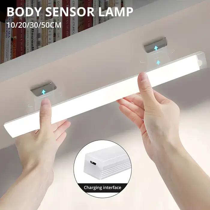 Veilleuses sans fil LED capteur de mouvement lampe USB Rechargeable magnétique pour armoire chambre placard cuisine allée Tube détecteur ampoule