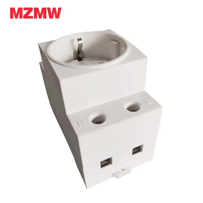 MZMW EU 35mm prise de courant sur Rail Din modulaire 10A 16A 250V AC connecteur adaptateur industriel résidentiel à usage général CE