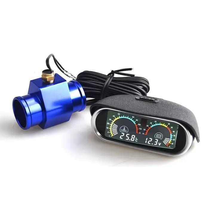 Jauge de température et de voltmètre LCD automatique 2 en 1 avec adaptateur de tuyau de Joint 1/8NPT