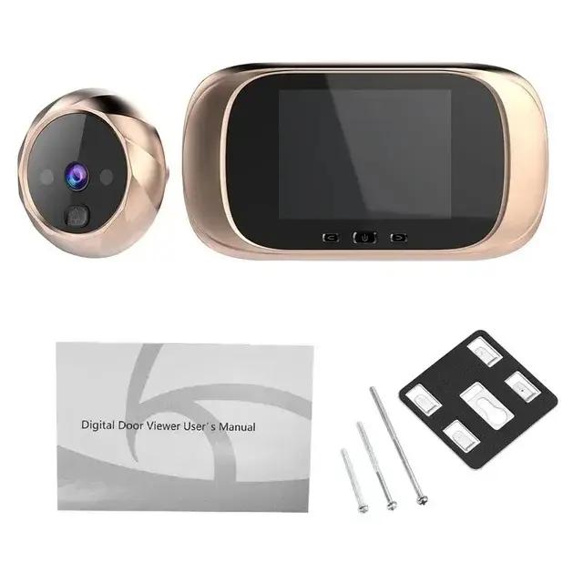 Sonnette Vidéo 90 de 2.8 Pouces avec Écran LCD Numérique et Détection de Mouvement Appareil de Permission Électronique avec Œil de Chat Occasions Spéciales Sécurité Maison Entrée Moderne