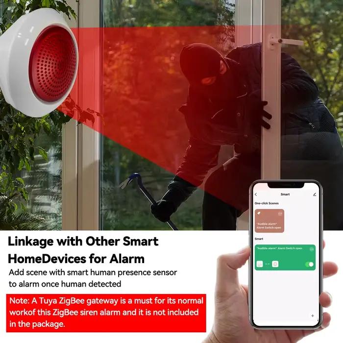 Meian Tuya 100dB sirène alarme sans fil Sirena Alarma liaison contrôle de Protection de sécurité Via l'application Smart Life ZigBee 3.0 passerelle