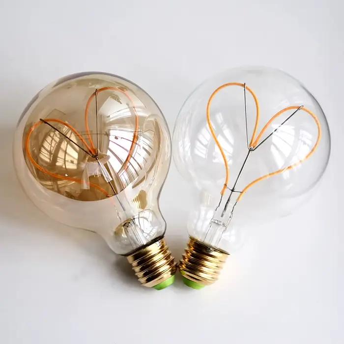TIANFAN Vintage ampoule Led G95/G30 Edison ampoule 4W Dimmable 220V 110V E26 E27 coeur Filament ampo