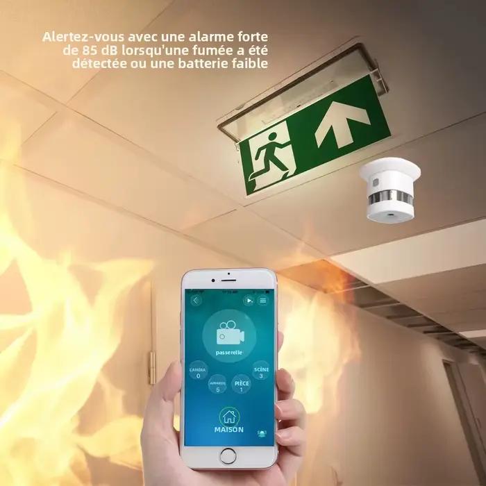 Détecteur de fumée HEIMAN Zigbee pour sécurité future de maison intelligente avec auto-test et alarme sonore puissante pour protection constante
