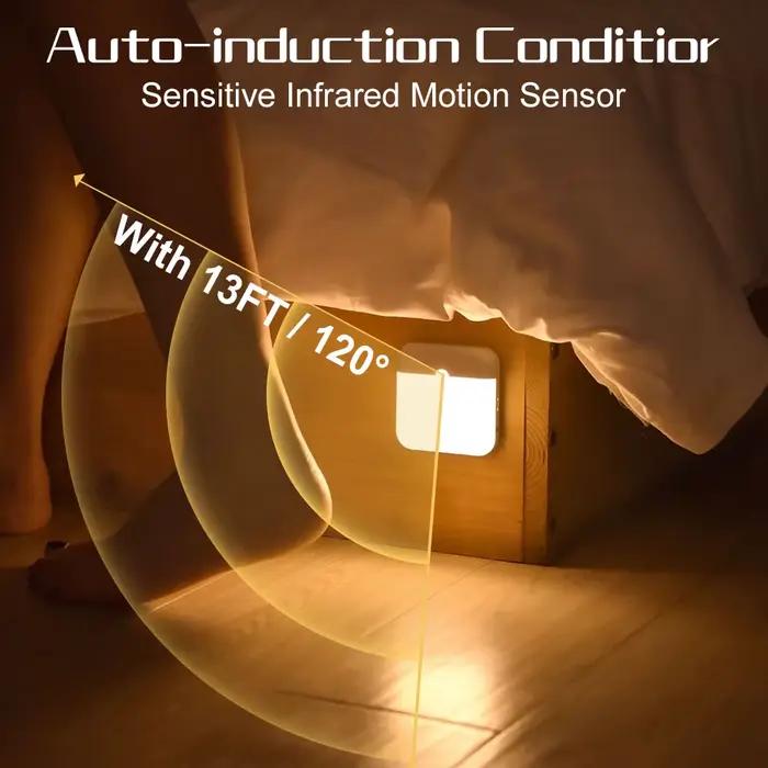 Lumière de capteur de mouvement Led USB TYPE-C charge lampe carrée pour chambre cuisine escalier cou
