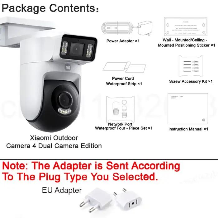 XIAOMI nouvelle caméra extérieure 4 version double caméra, 360 ° 5MP 3K, alarme visuelle flexible,