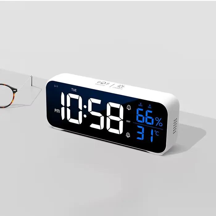Réveil numérique de Table, horloge électronique avec température, humidité, jour de la semaine et do