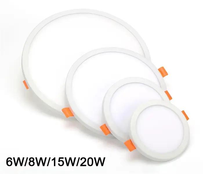 6W 8W 15W 20W LED panneau lumineux encastré plafond LED Downlight Ultra mince trou de coupe panneau