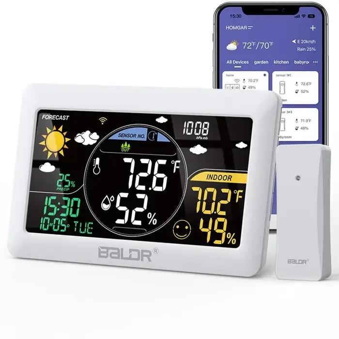 BALDR Station Météo WiFi multifonctionnelle avec prévisions météorologiques en temps réel pour la maison et le jardin occasions spéciales à offrir