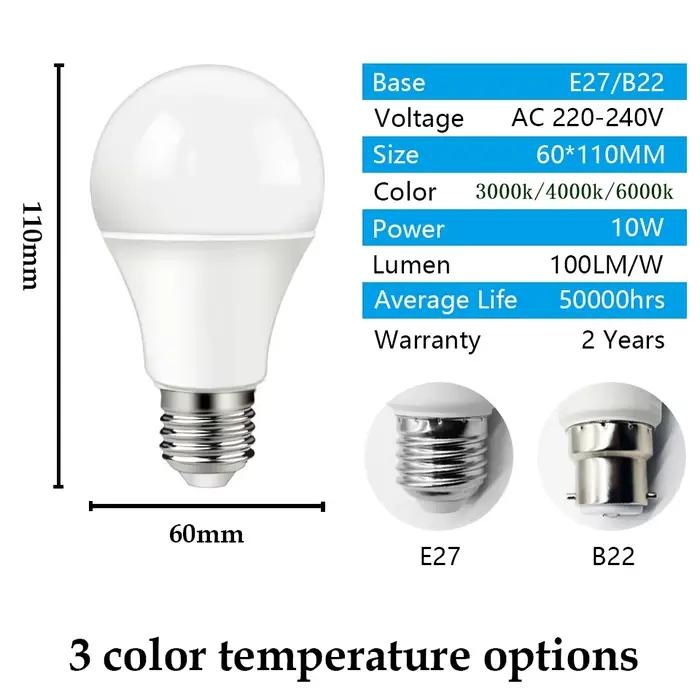 Ampoule LED Dusk to Dawn 10W E27 B22 avec Capteur Lumière Intérieure Économie Énergie Salon Usage Occasions Spéciales